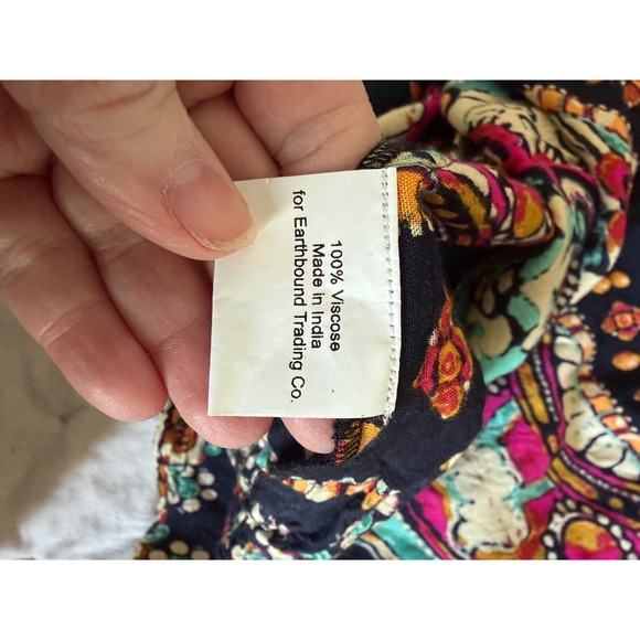 Earthbound Trading Maxi Skirt L Black Hippie Boho Free-Spirited Summer Festival - Picture 6 of 11